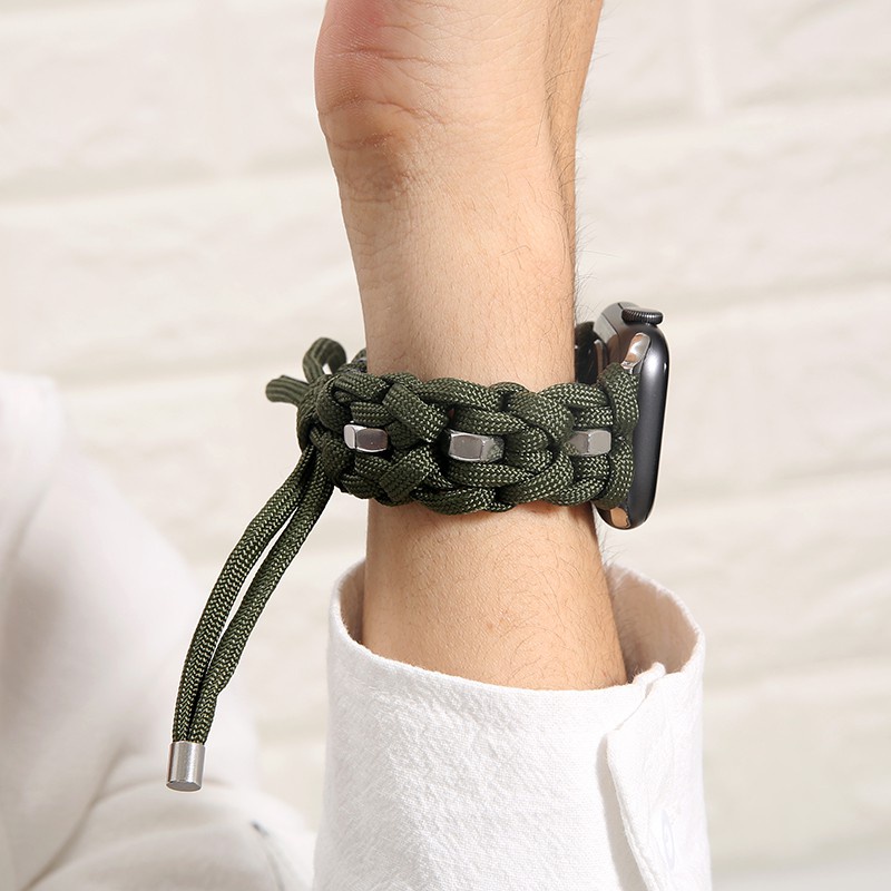 Dây nylon Bện Bằng Thép Không Gỉ 38mm 42mm Cho apple watch 6 5 4 SE 40 44mm 7 41 45mm