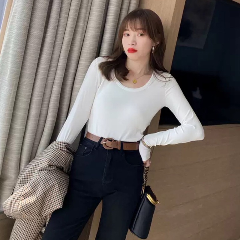 Áo len nữ mỏng dài tay kiểu áo len tăm dáng dài tay cổ tròn hàn quốc mặc mùa thu đông đẹp