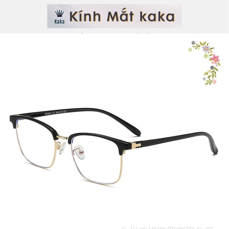 Gọng kính cận kim loại nam nữ kaka mắt vuông cơ bản dễ đeo màu sắc thời trang 03