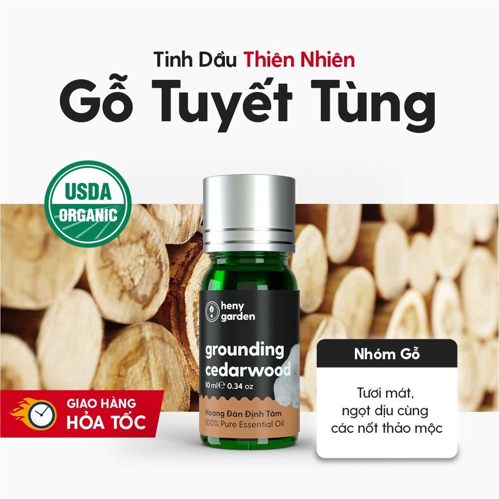Tinh Dầu Tuyết Tùng (Hoàng Đàn) Organic Thiên Nhiên Nguyên Chất Đậm Đặc Xông Thơm Phòng, Làm Nến Thơm HENY GARDEN
