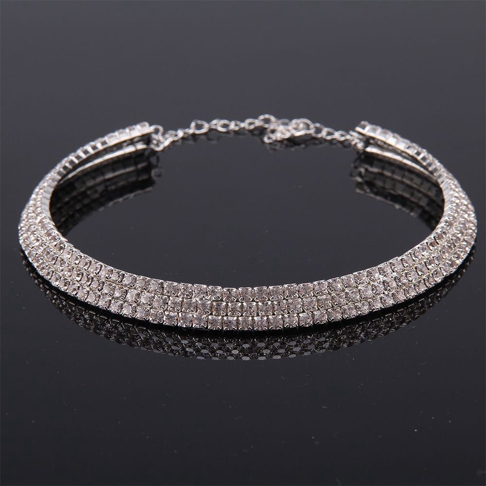 Vòng cổ hợp kim dạng khoen tròn khảm đá lấp lánh sành điệu cho nữ | BigBuy360 - bigbuy360.vn