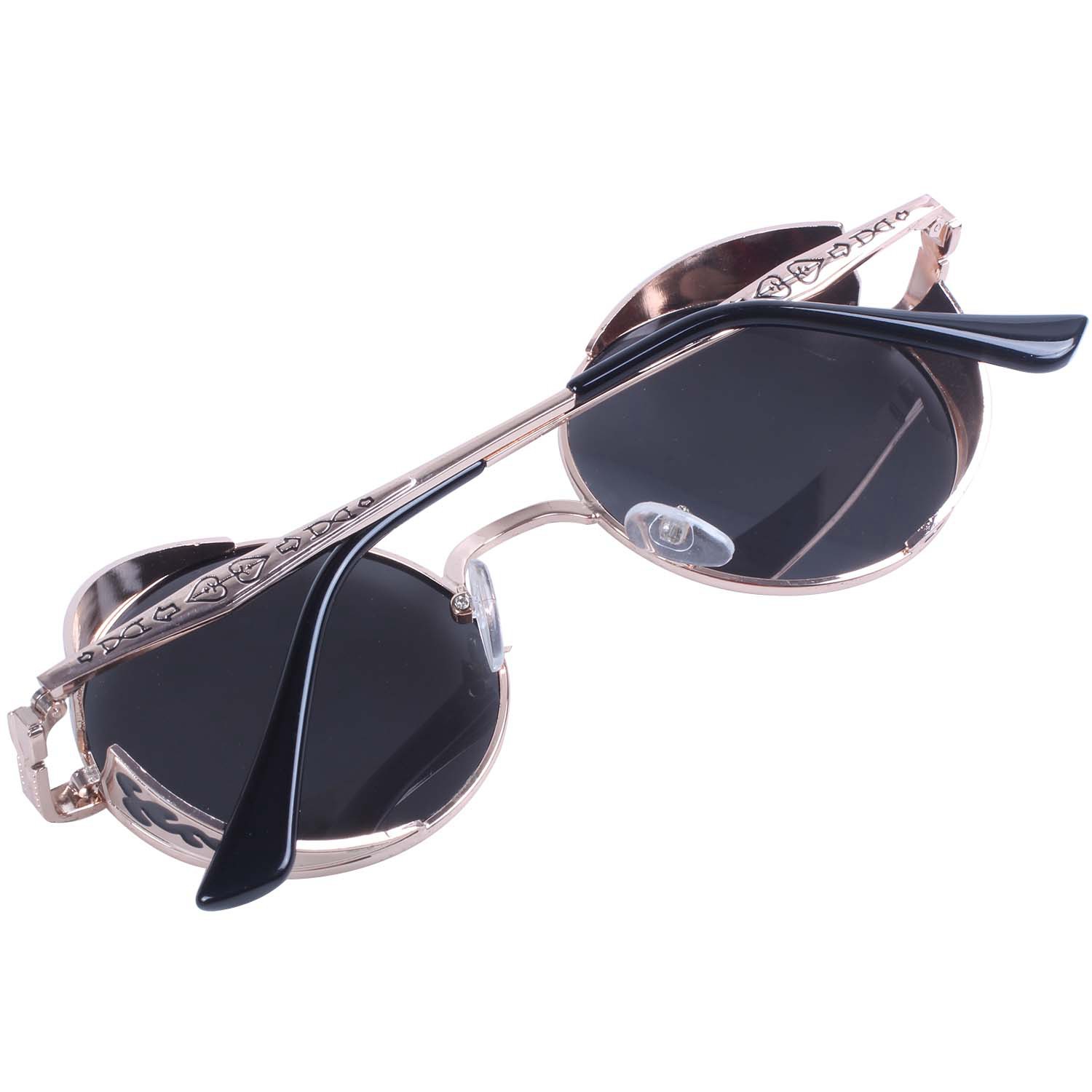 *In stock*Steam Punk Round Metal Sunglasses Retro Vintage Glasses(Gold-frame Black) | BigBuy360 - bigbuy360.vn