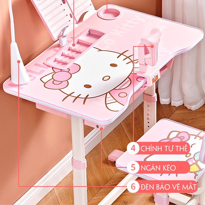 Bàn Ghế Học Sinh, Bộ Bàn Ghế Điều Chỉnh Độ Cao Cho Bé (Đèn, Đỡ Cằm) | BigBuy360 - bigbuy360.vn