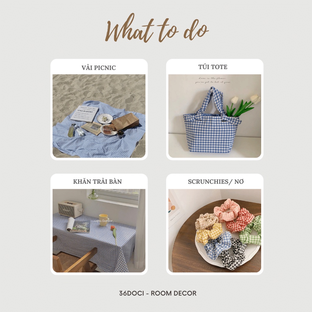 Vải Caro Xanh Dương Không Nhăn, Không Bai Xù Chuẩn Hàn Quốc Làm Thảm Picnic, Dã Ngoại, Phụ Kiện Chụp Ảnh | 36doci | BigBuy360 - bigbuy360.vn