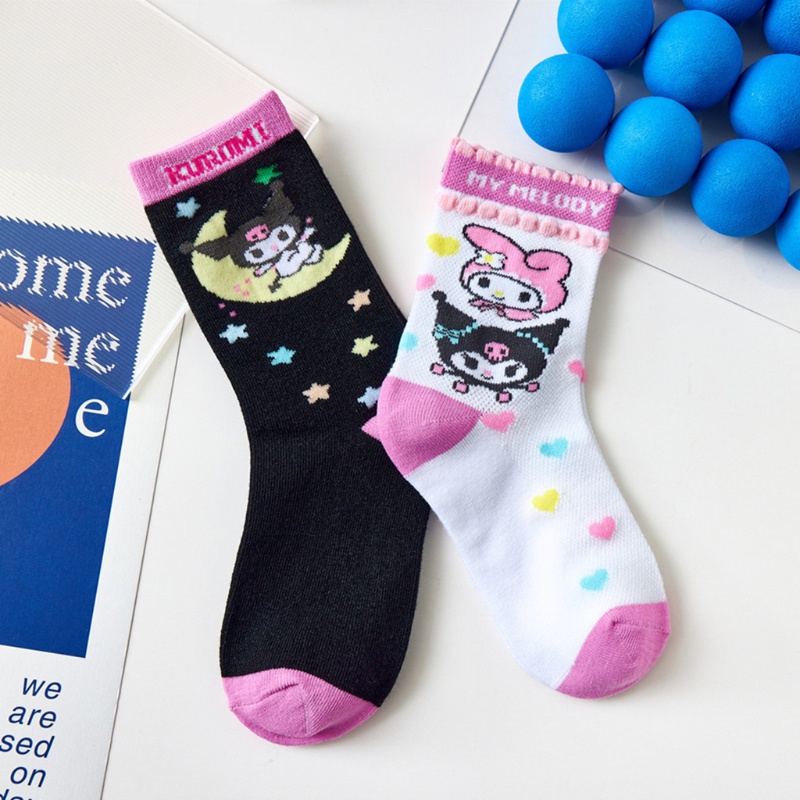 Vớ cổ cao thời trang in họa tiết hoạt hình nhiều màu sắc phong cách Harajuku Nhật Bản cho nữ