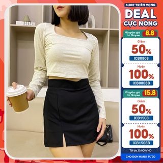 Chân váy chữ a ngắn lưng cao công sở chân váy xẻ tà cạp cao phong cách ulzzang hàn quốc BSTORE CV02