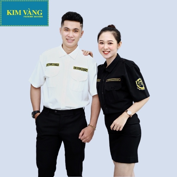 Áo bảo vệ nam nữ đồng phục an ninh tay ngắn chất liệu Kaki thun thoáng mát- Màu trắng mẫu 01