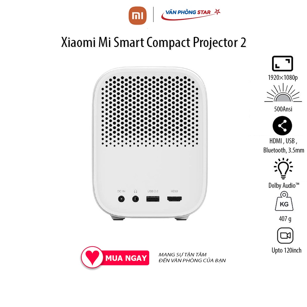 Máy chiếu thông minh Xiaomi Mi Smart Compact Projector 2 - Full HD 1080p - 500Ansi - Upto 120inch