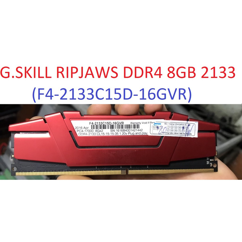 ram cho máy tính bàn GSKILL ddr4 8gb 2133 17000 bus pc4 tản nhiệt đỏ decktop PC G.SKILL RIPJAWS