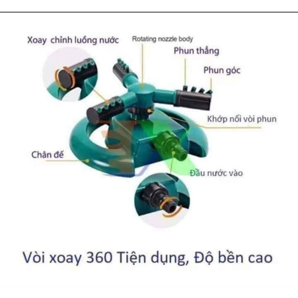 Vòi Phun Nước Tưới Cây Tự Động Xoay 360 Độ Kèm Đai Siết Tay Vặn Nhựa
