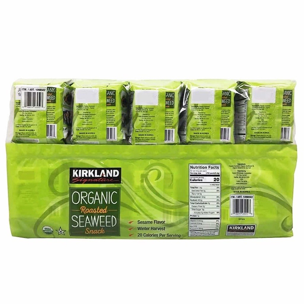 Rong biển sấy khô ăn liền Kirkland Organic Seaweed 17g