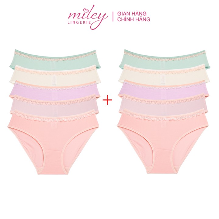 Combo 10 Quần Lót Nữ Thun Lạnh Trơn Viền Ren Miley Lingerie BMS Màu Ngẫu Nhiên