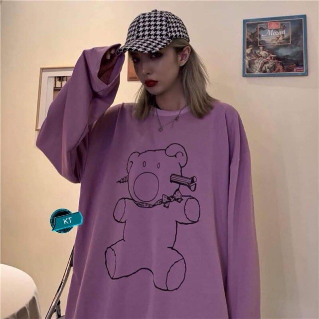 [FREESHIP ĐƠN TỪ 50K] Áo thun gấu đinh nơ cổ tay suông KTH0919