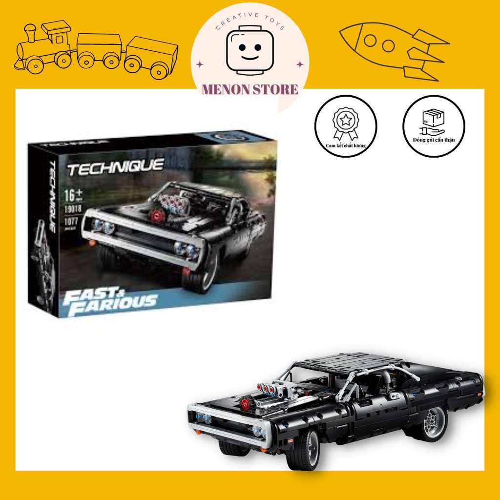 Đồ chơi lắp ráp Technic T2338 2338 19018 180139 mô hình siêu xe Fast and Furious Dom's Dodged Charger (NonLego)