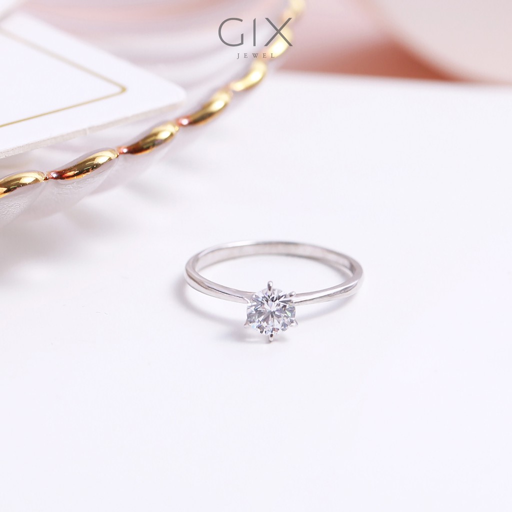 Nhẫn đính hôn bạc mạ vàng kim cương CZ Gix Jewel N72