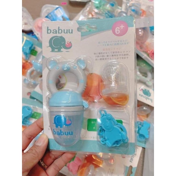 Túi Nhai Ăn Dặm Chống Hóc Babuu Nhật Bản, Tặng Kèm 3 Núm Nhai + Dây Đeo