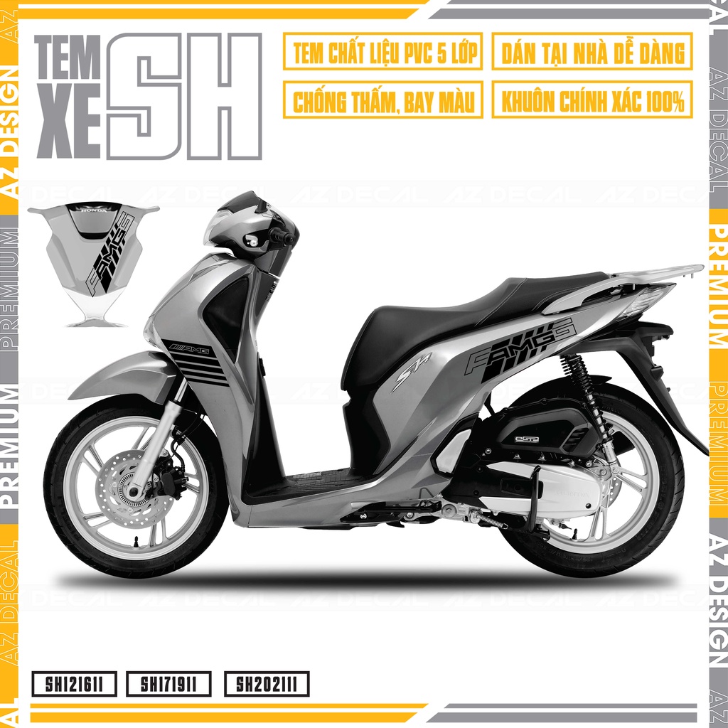 Tem Dán Xe SH 2012 - 2022 Mẫu Tem AMG Cực Chất | SH11 | Decal Rời Dán SH PVC Chống Bay Màu, Chống Nước Dễ Dán Tại Nhà