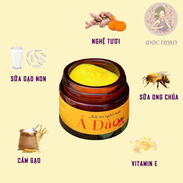 Mặt nạ nghệ tươi thiên nhiên, dưỡng trắng, sáng da, mờ thâm, giảm mụn, MỘC NHAN 50g