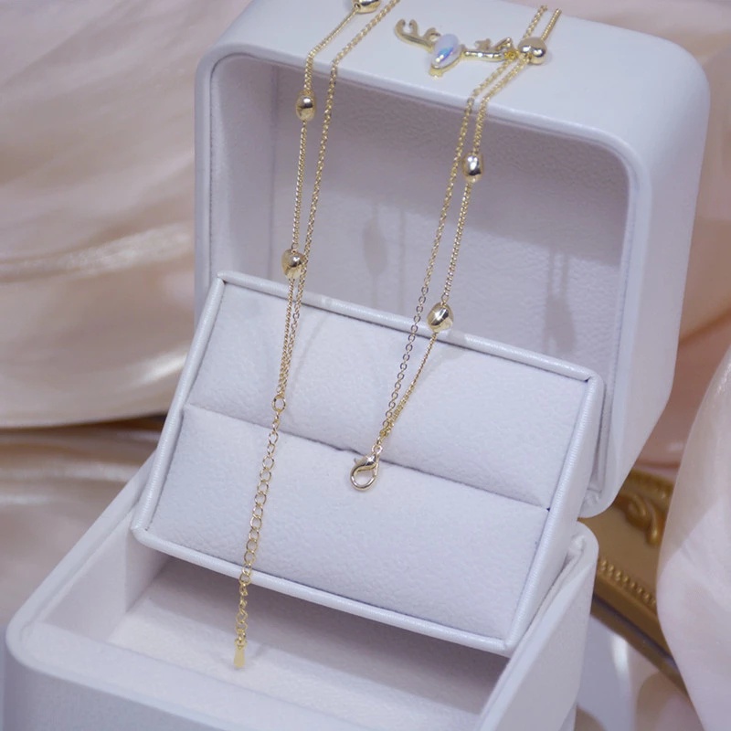Vòng cổ hai lớp bằng kim loại mặt hình trái tim đính pha lê phong cách Hàn Quốc sáng tạo thời trang cho nữ