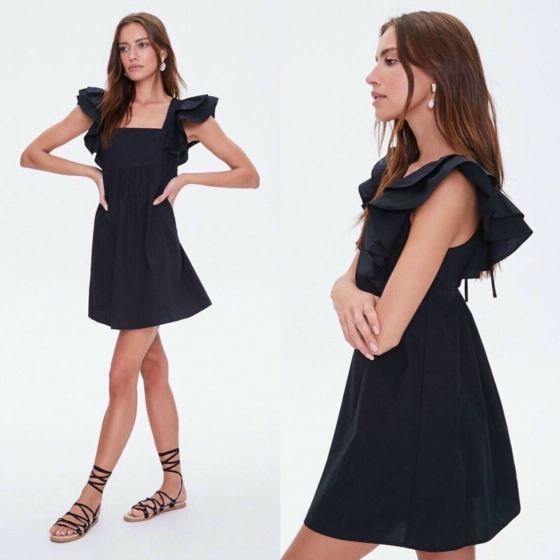 Đầm Suông Tay Cánh Tiên Cột Nơ Sau F.21