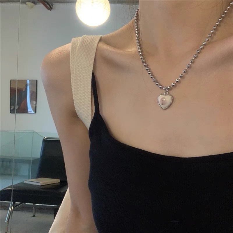 Vòng cổ bạc mặt hình trái tim dễ thương cho nữ