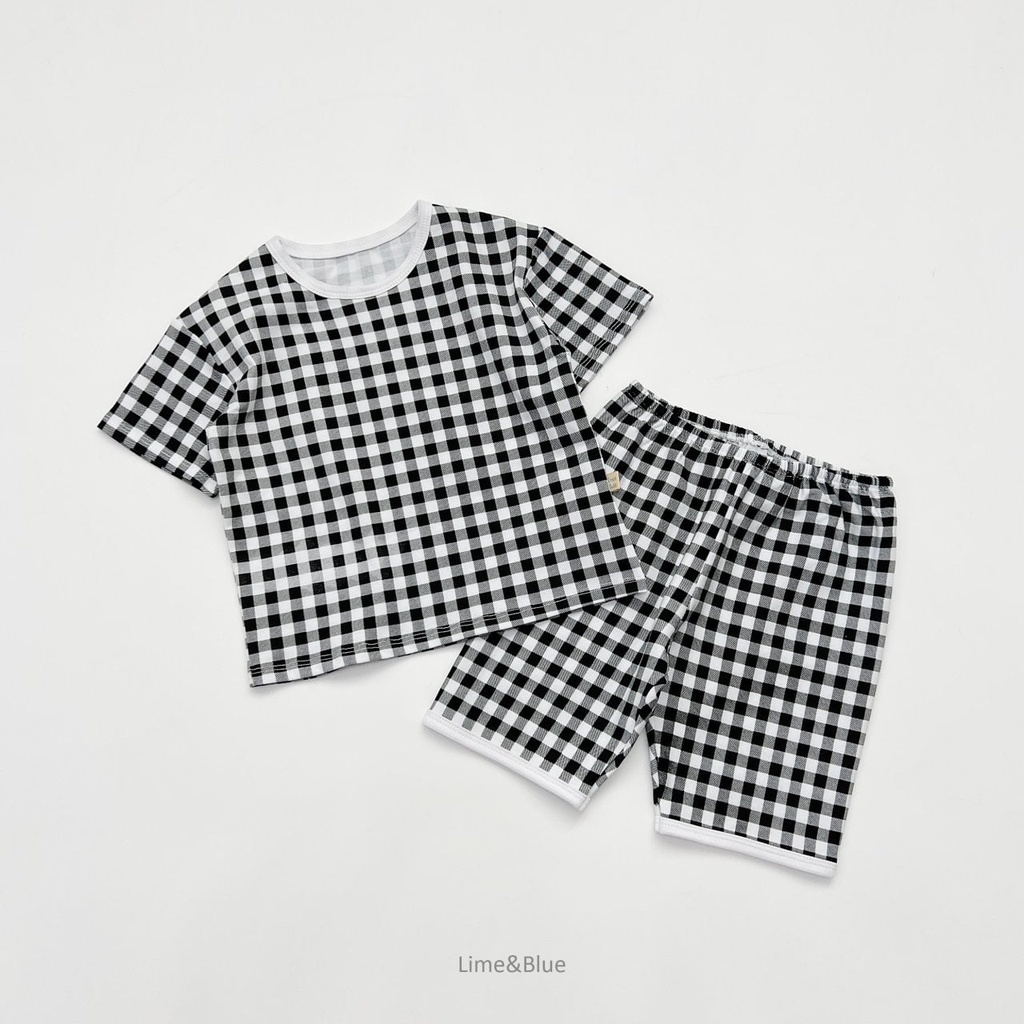 Lime&Blue Bộ đồ kẻ Check Check cho bé trai , bé gái