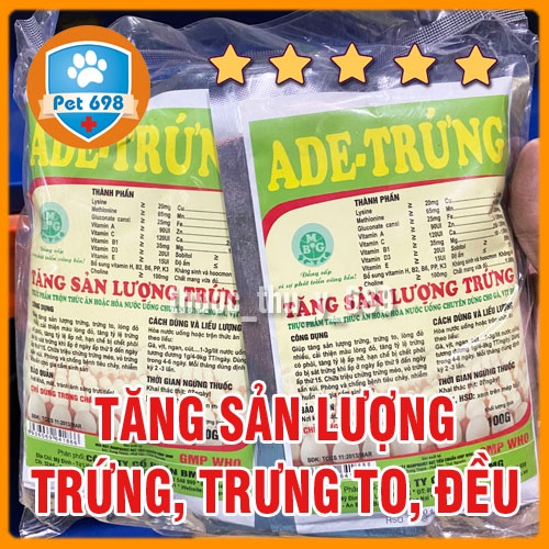1kg ADE TRỨNG Tăng sản lượng trứng, tăng tỷ lệ phôi, tăng kích thước lòng đỏ cho gà, vịt, ngan cút PET-698