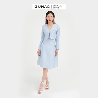 Áo khoác nữ nắp túi GUMAC màu xanh thiết kế sang trọng AB491