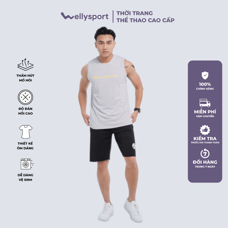 Áo thun 3 lỗ thể thao nam Welly Sport, chất liệu cao cấp thấm hút mồ hôi tốt, màu xám mã ABLN009