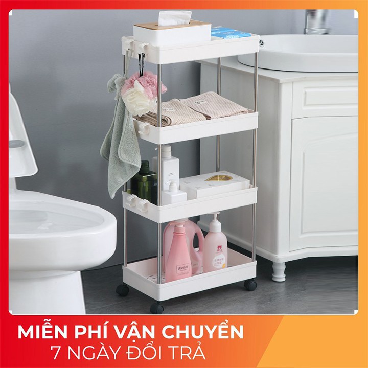 Kệ 4 Tầng Có Bánh Xe 𝗙𝗥𝗘𝗘 𝗦𝗛𝗜𝗣 Đa Năng Nhiều Tầng làm từ nhựa ABS có hình chữ nhật mới nhiều màu sắc lựa chọn