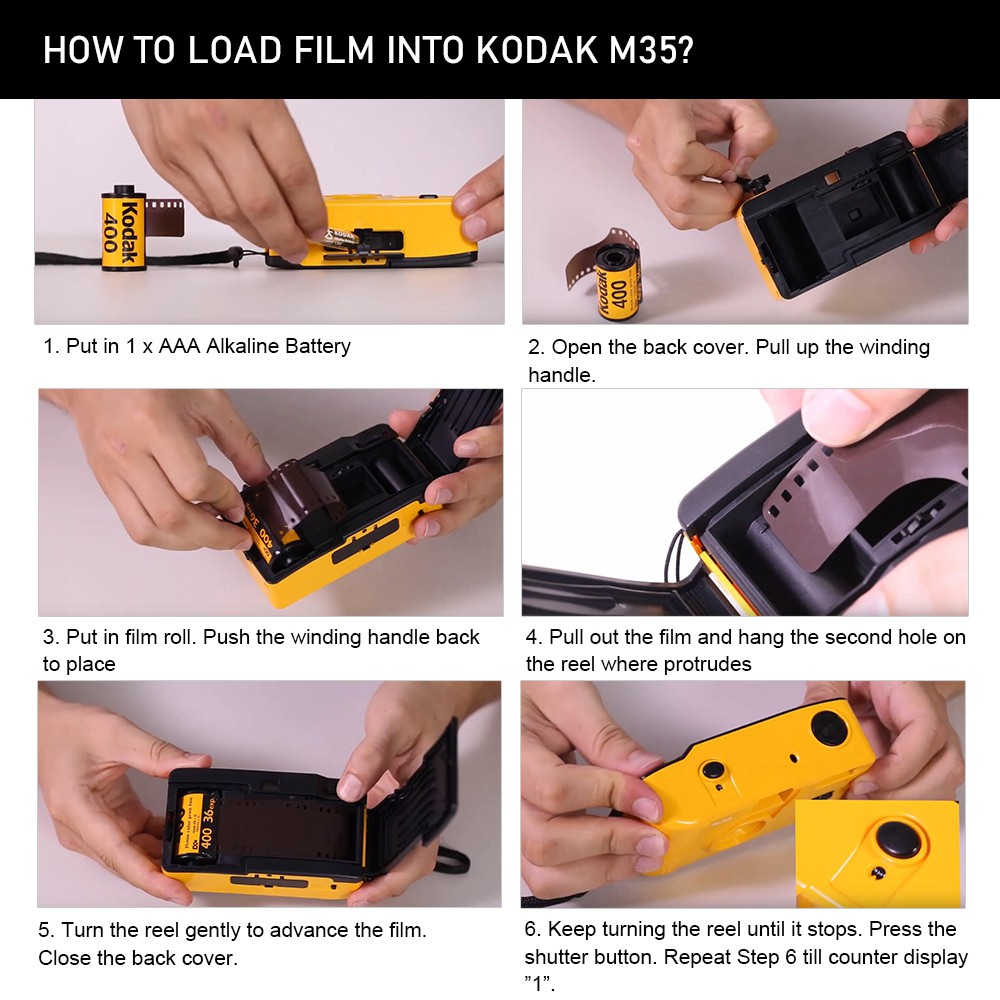 【Free Pouch and sticker】KODAK Reusable Film Camera M35 camera + Film roll Colorplus/Gold/Ultramax