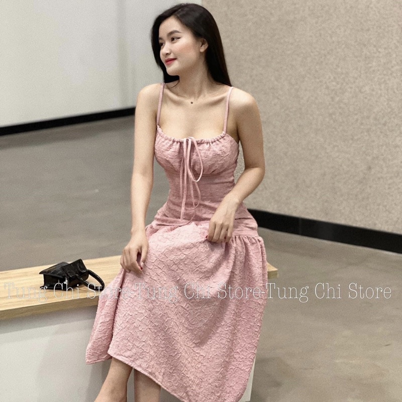 Đầm 2 dây dáng dài nudi cúp ngực bo eo xoè đuôi cá gợi cảm hàng loại 1 form dáng chuẩn tôn body