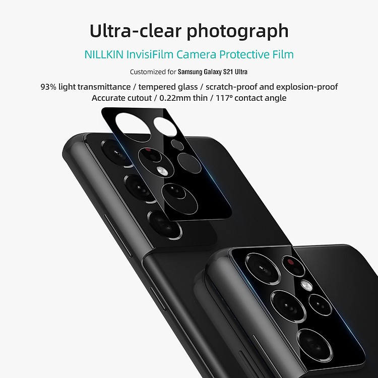 Kính Cường Lực Bảo Vệ Camera Nillkin InvisiFilm cho Samsung Galaxy S21 Ultra (Bộ 2 Miếng) - Hàng Nhập Khẩu.