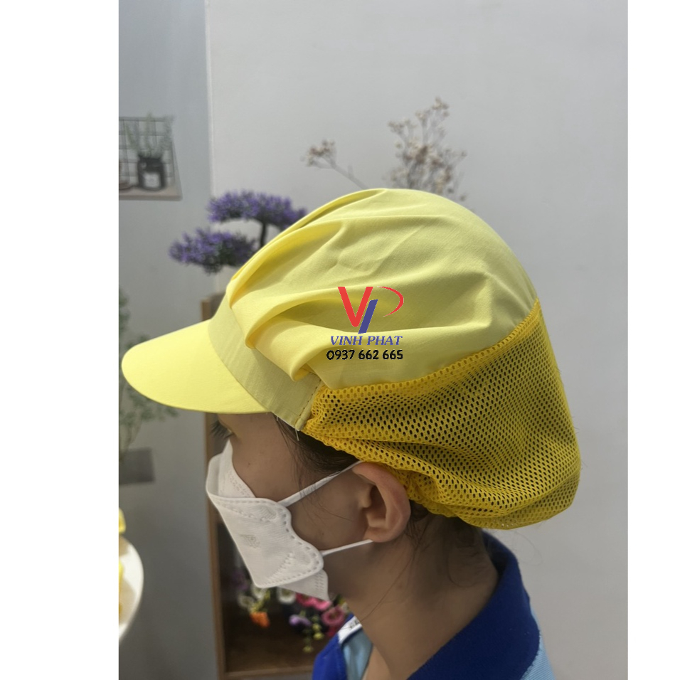 Nón Vải Lưới Trùm Tóc Công Nhân Sản Xuất Màu Vàng - Mũ Lưới Ngắn Bảo Hộ Tóc Vàng Mẫu Đẹp - Hình Thật