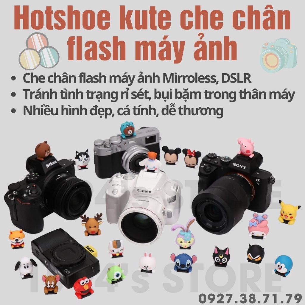 (CÓ SẴN) Hotshoe Cute hoạt hình - Nắp bảo vệ che chân đèn Flash siêu xinh siêu độc - Hotshoe dễ thương - Kute