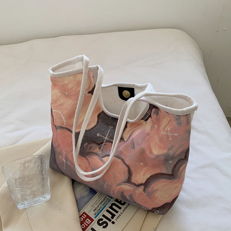 Túi Xách Canvas Họa Tiết Tranh Sơn Dầu Phong Cách Retro