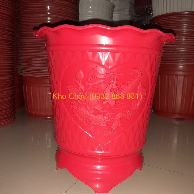 Chậu Nhựa Chân Cao, Chậu Tai Bèo Tròn Cao 3-4 Chân, Chậu trồng hoa trang trí (4 size)