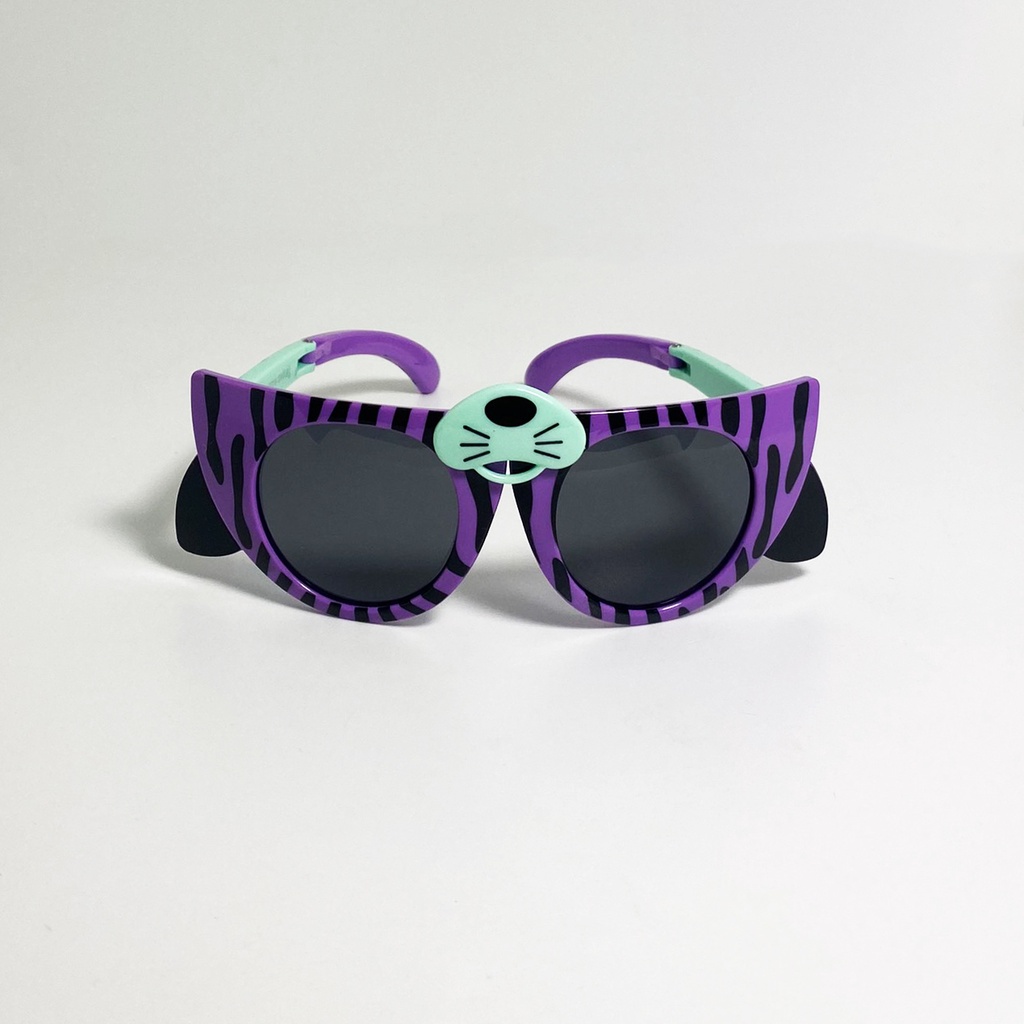 Kính mát trẻ em thời trang JJ855 gọng nhựa dẻo,kiểu kính gấp gọn hình chú báo siêu đáng yêu dành cho bé từ 1 đến 6 tuổi