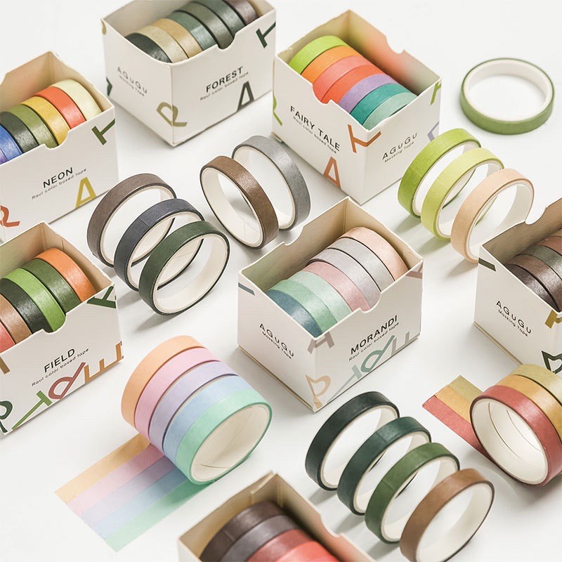 Set washi tape trang trí sổ theo tone màu