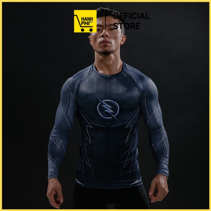 Áo giữ nhiệt nam dài tay thun lạnh tập GYM co dãn 4 chiều ôm body cosplay Black Panther The Flash