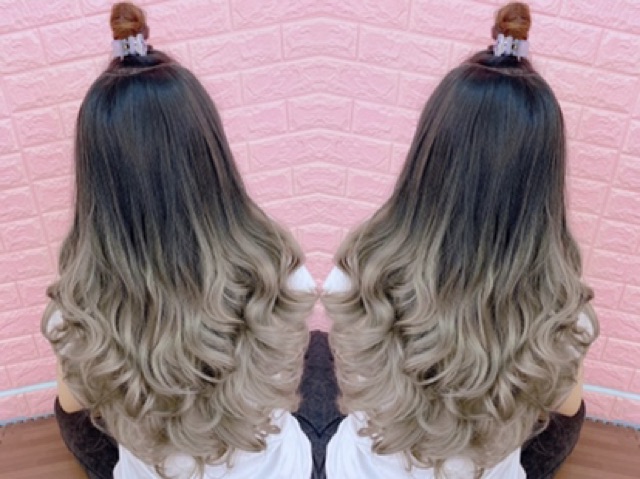 &lt;ẢNTóc kẹp chữ u nhuộm ombre xám / hồng / xanh 9123