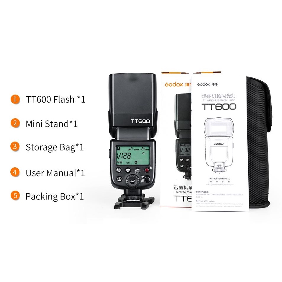 Đèn Flash Godox TT600 dùng cho Canon/ Nikon/ Sony/x Fujifilm/ Panasonic