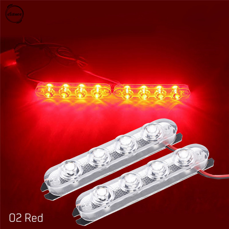 Set 2 Đèn Nhấp Nháy Cảnh Sát 4 Led Cho Xe Hơi / Xe Máy
