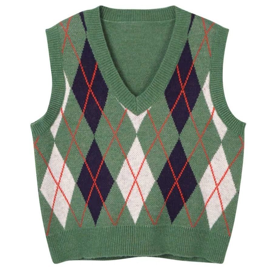 Áo len không tay cổ chữ V dáng rộng thời trang xuân hè 2021 dành cho nữ