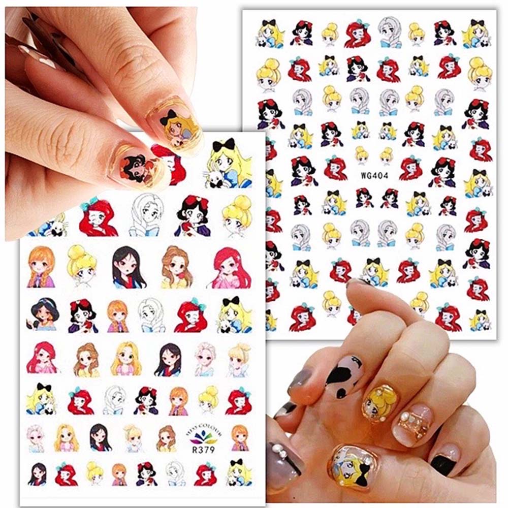Miếng Dán Trang Trí Móng Tay Họa Tiết Công Chúa Hoạt Hình Anime 3d Cho Nữ