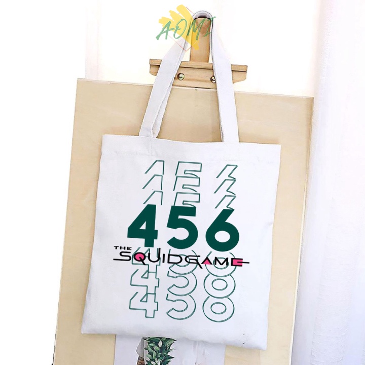 [Nhiều mẫu Đẹp] TÚI VẢI SQUID GAME ĐEO VAI TOTE CANVAS BAG CÓ KHÓA KÉO SIZE LỚN 33x38cm PHONG CÁCH CÁ TÍNH HOT TREND AOM