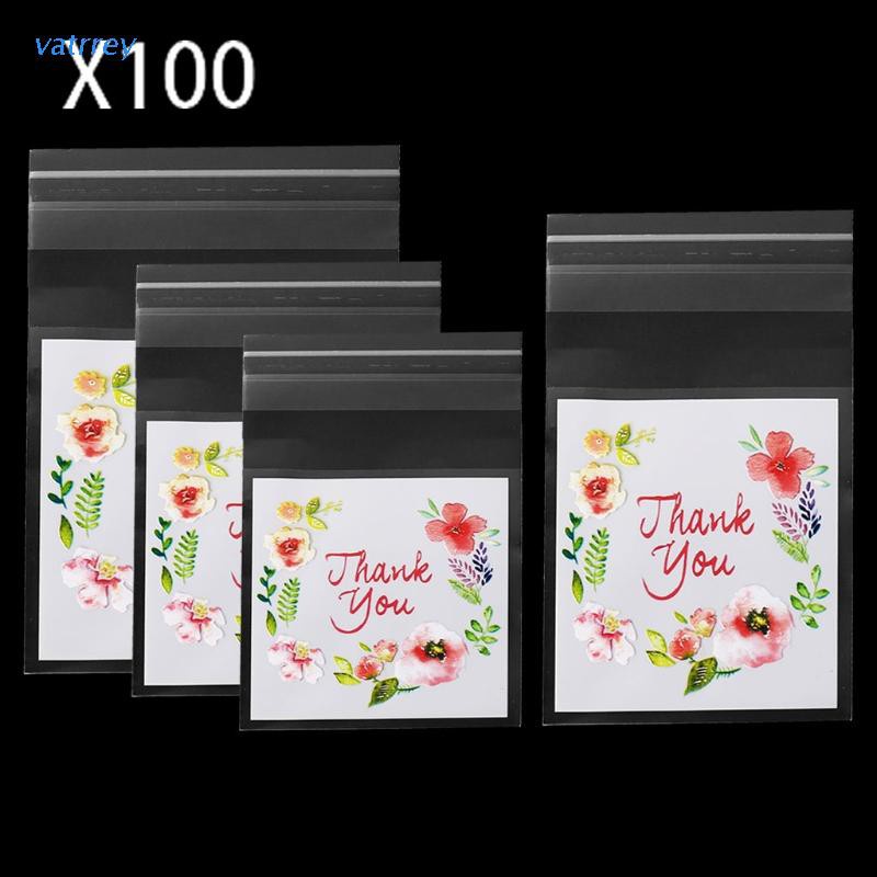 Set 100 Túi Nhựa Đựng Bánh Kẹo In Chữ Thank You Có 4 Kích Cỡ