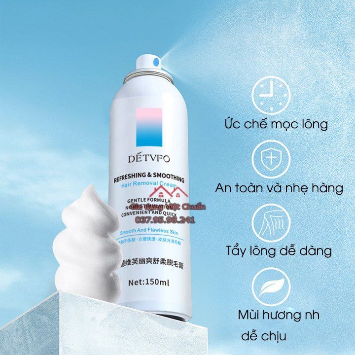 Tẩy lông vùng kín lông chân nam nữ, lông nách dạng chai xịt bọt dung tích 150ml lành tính không gây đau rát sk354