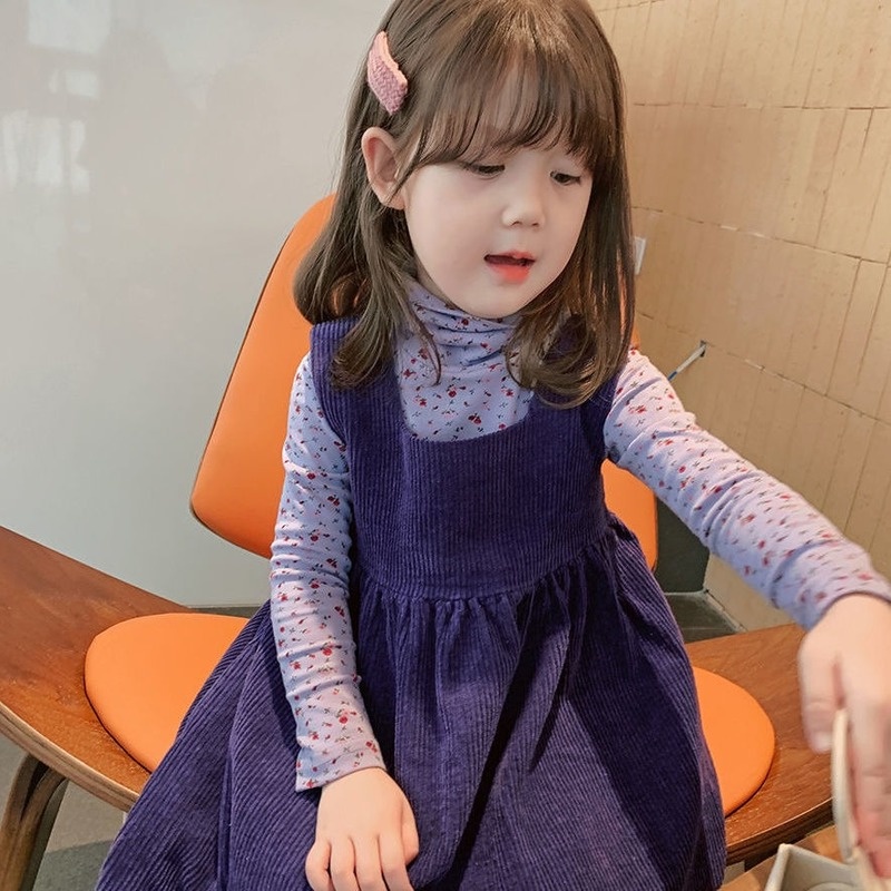 Đầm nhung thời trang mùa thu hàn quốc dành cho bé gái