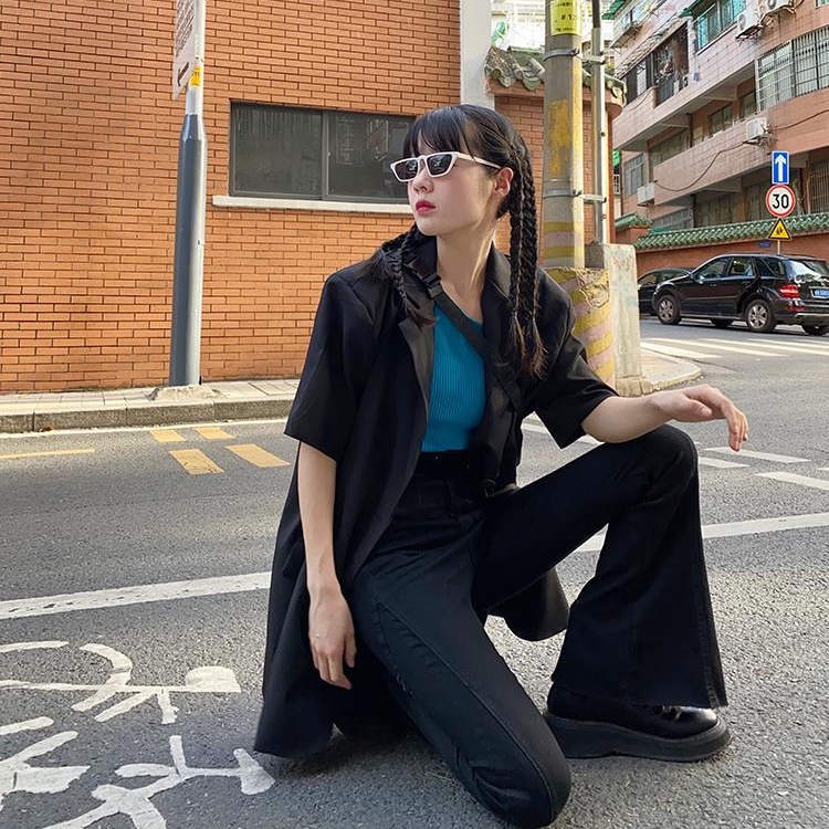 Quần jean SUXI lưng cao ống loe ôm dáng thời trang xuân thu dành cho nữ